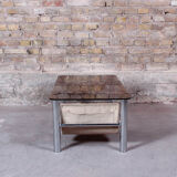 Glass rectangle coffee table with magazine rack, circa 1970