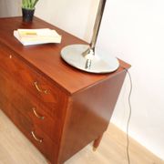 Vintage chest of drawers 3 drawers double handles and brass feet 1960s suede