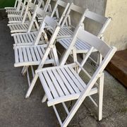 Extra folding chair / garden chair / vintage white lacquered solid wood office chair