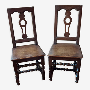 Pair of chairs Lorraines XIX century carved wood