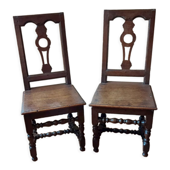Pair of chairs Lorraines XIX century carved wood
