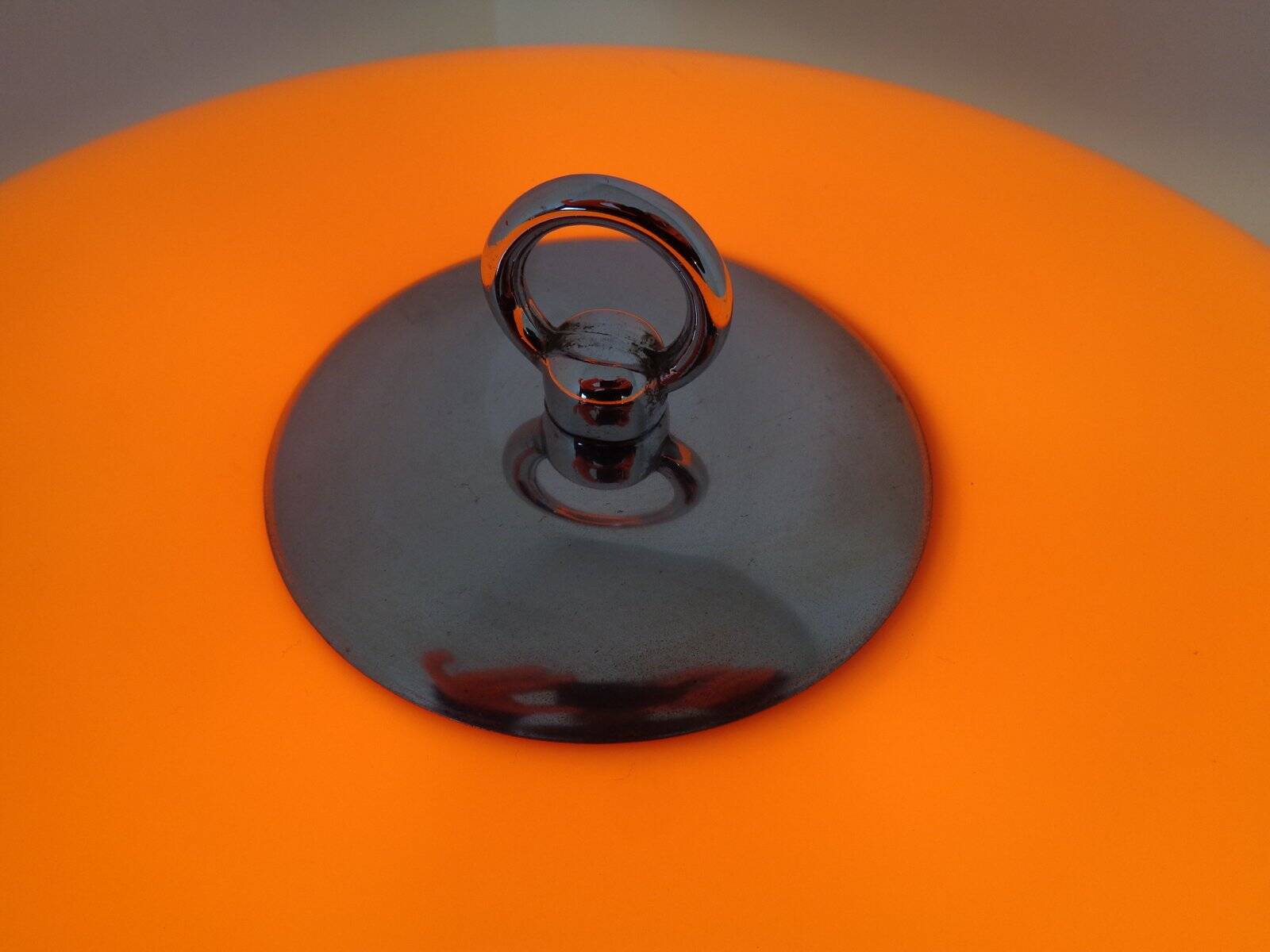 Italian orange plastic and chrome table lamp, 1960s