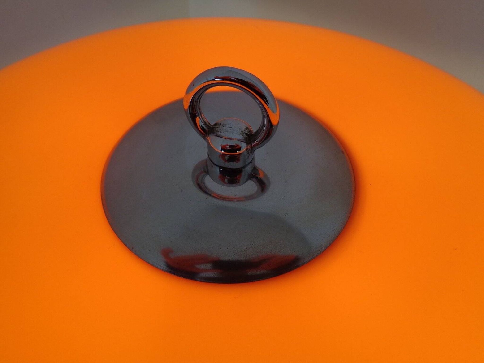 Italian orange plastic and chrome table lamp, 1960s