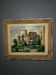 Old French painting signed and dated 1952 – Castle and garden – Oil