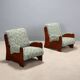 Paire de fauteuils vintage en bois et tissu, design, Italie, années 1960