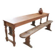 Long antique oak table with turned legs – 239 cm