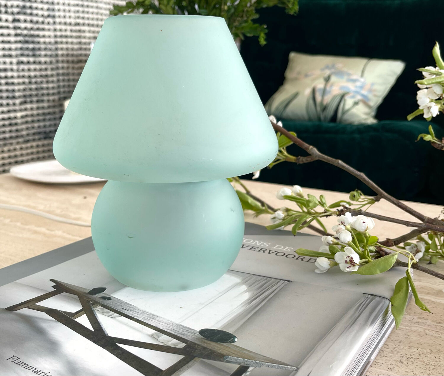 Frosted glass mushroom lamp