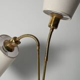 Lampadaire scandinave en chêne et laiton, années 50