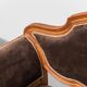 Vintage bench in brown velvet and carved wood, 1950s modernism