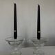 Pair of 19th century Medici glass candlesticks with button feet