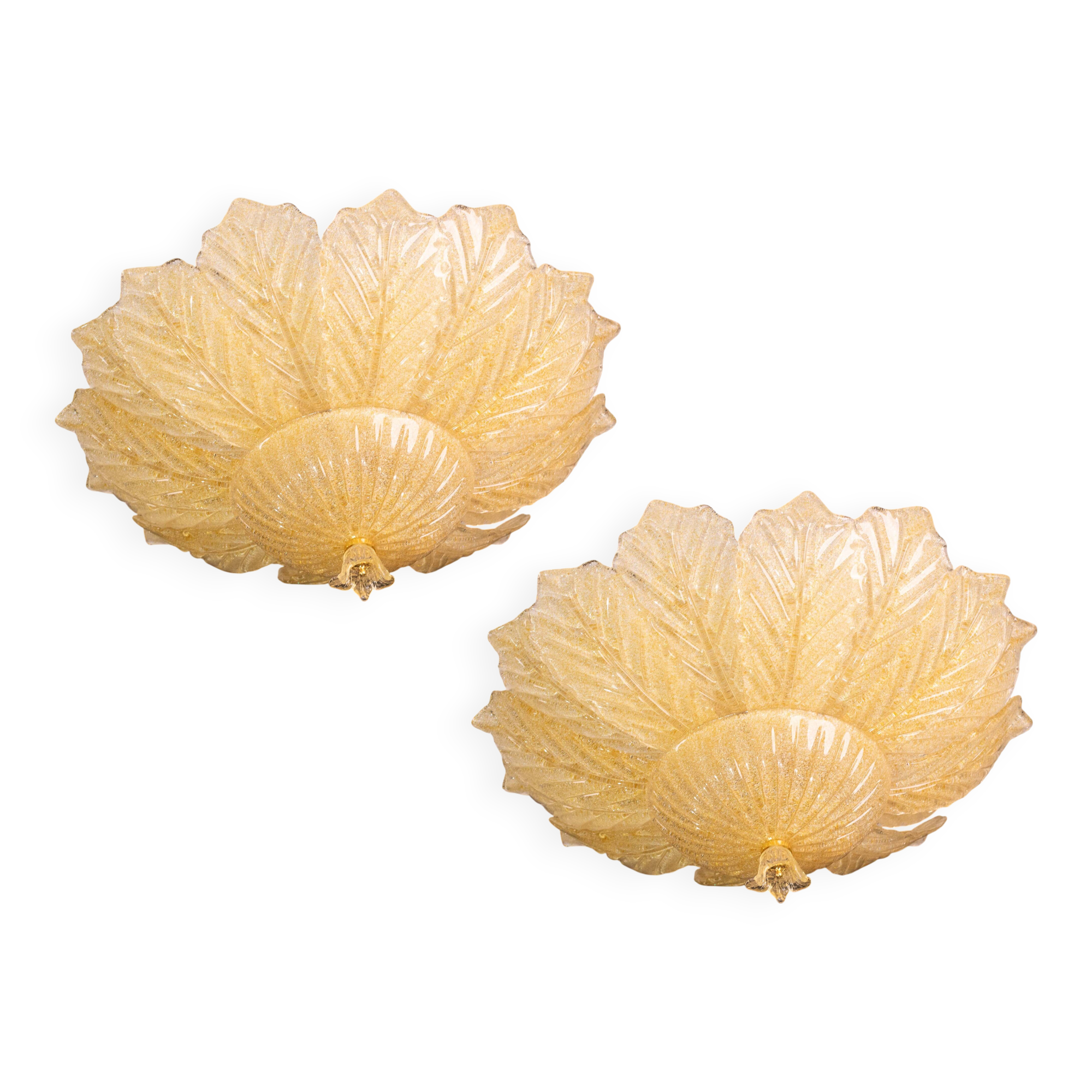 Set of 2 Dubai, Murano Glass Gold Flush Mount, 1970s