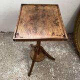 Old primitive wooden tripod pedestal table