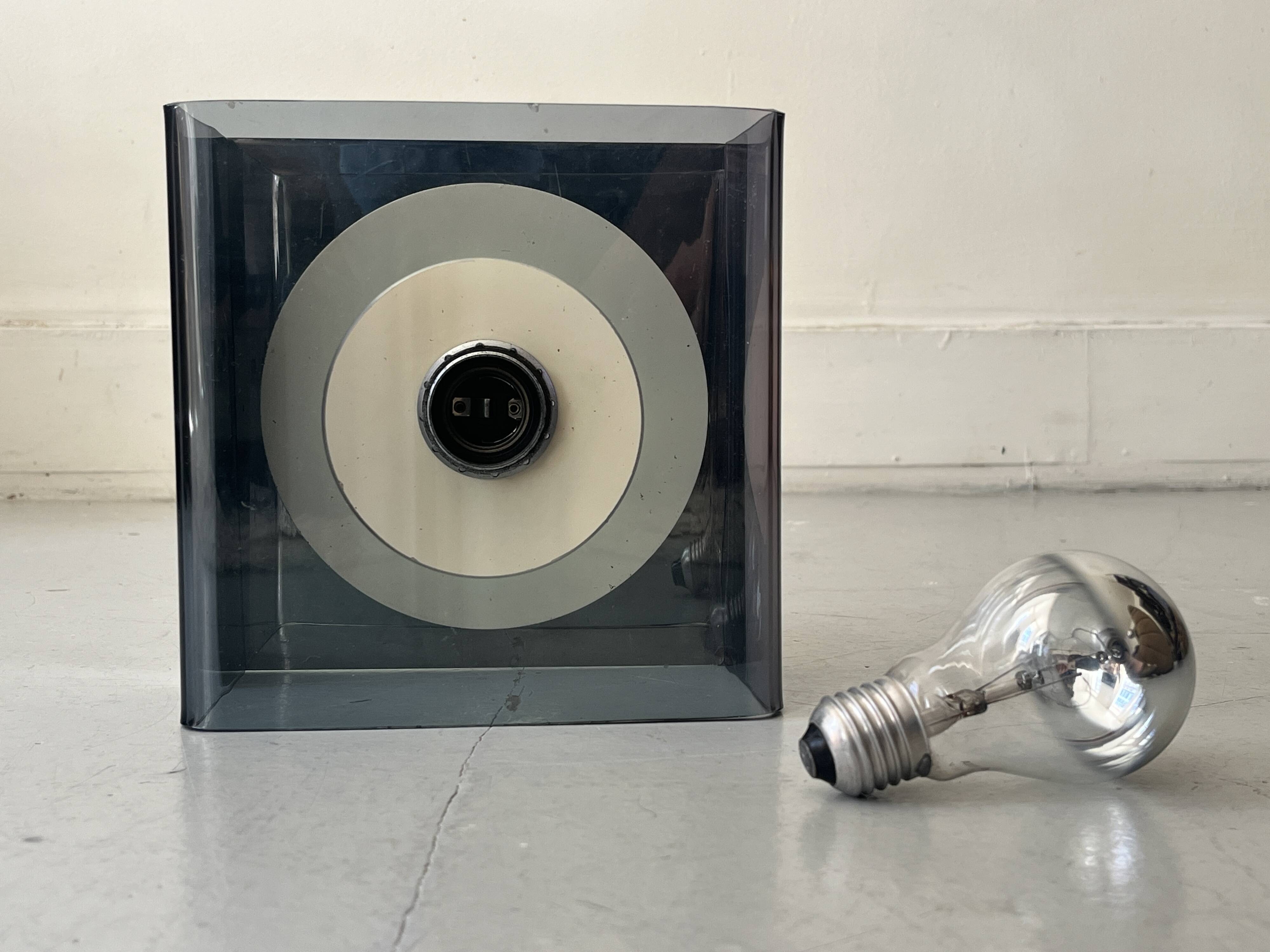 Wall lamp in chromed metal and plexiglass disco model by Jocelyne Trocmé, 1970
