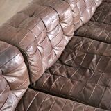 De Sede DS-11 Modular Sofa In Brown Patchwork Leather, Switzerland 1970s
