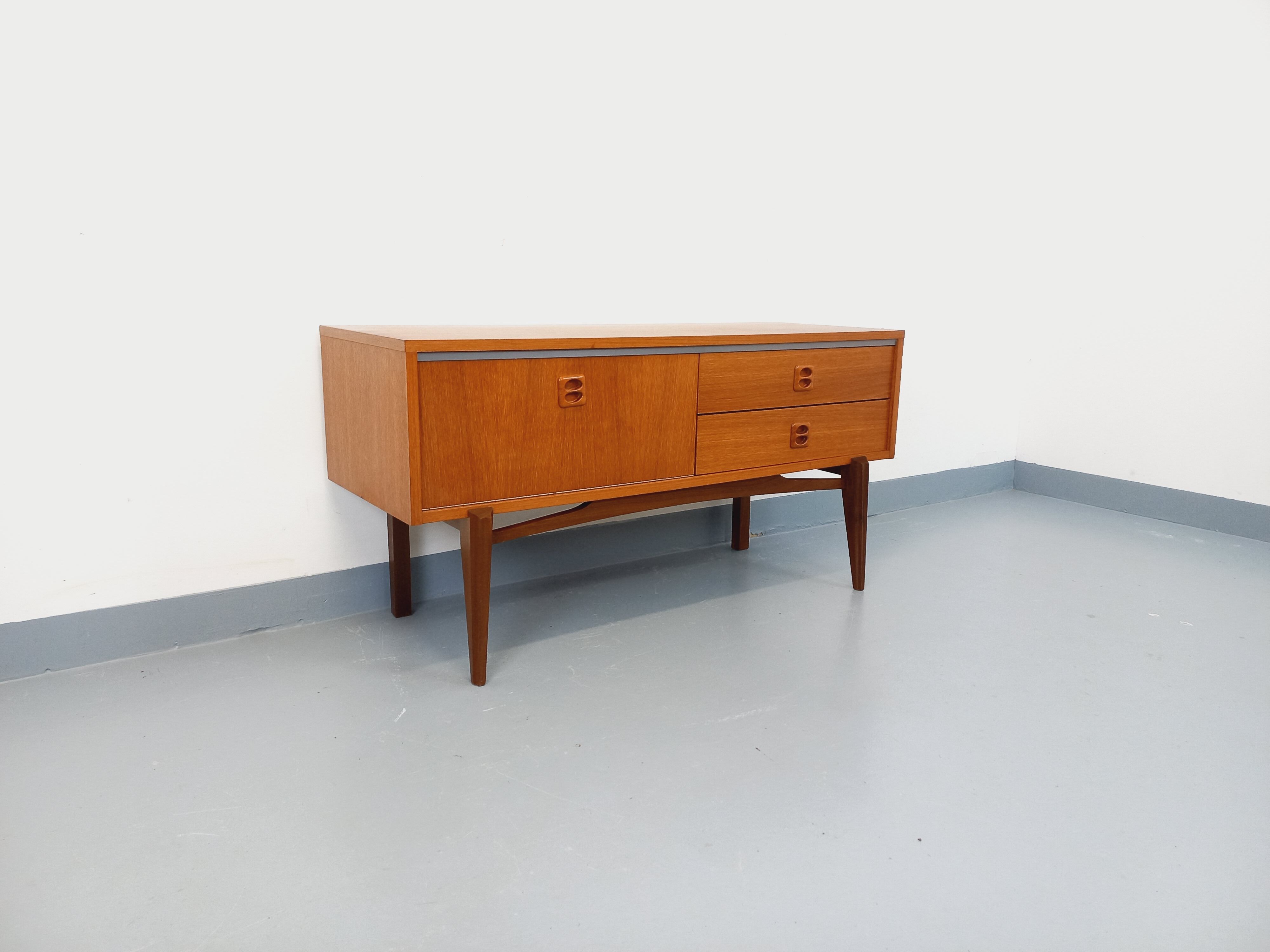Small vintage Scandinavian teak sideboard from the 1960s.