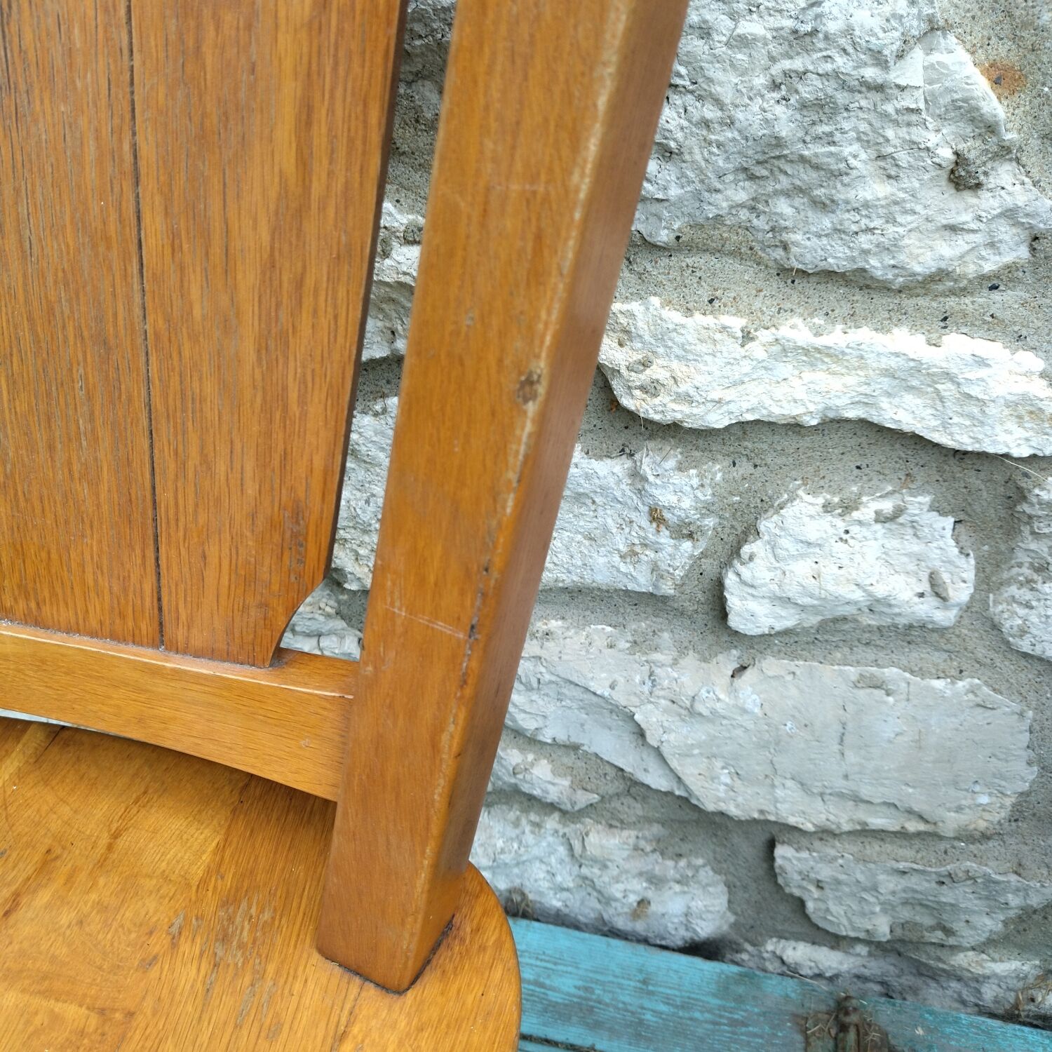 Pair of neo-rustic 60s solid wood chairs