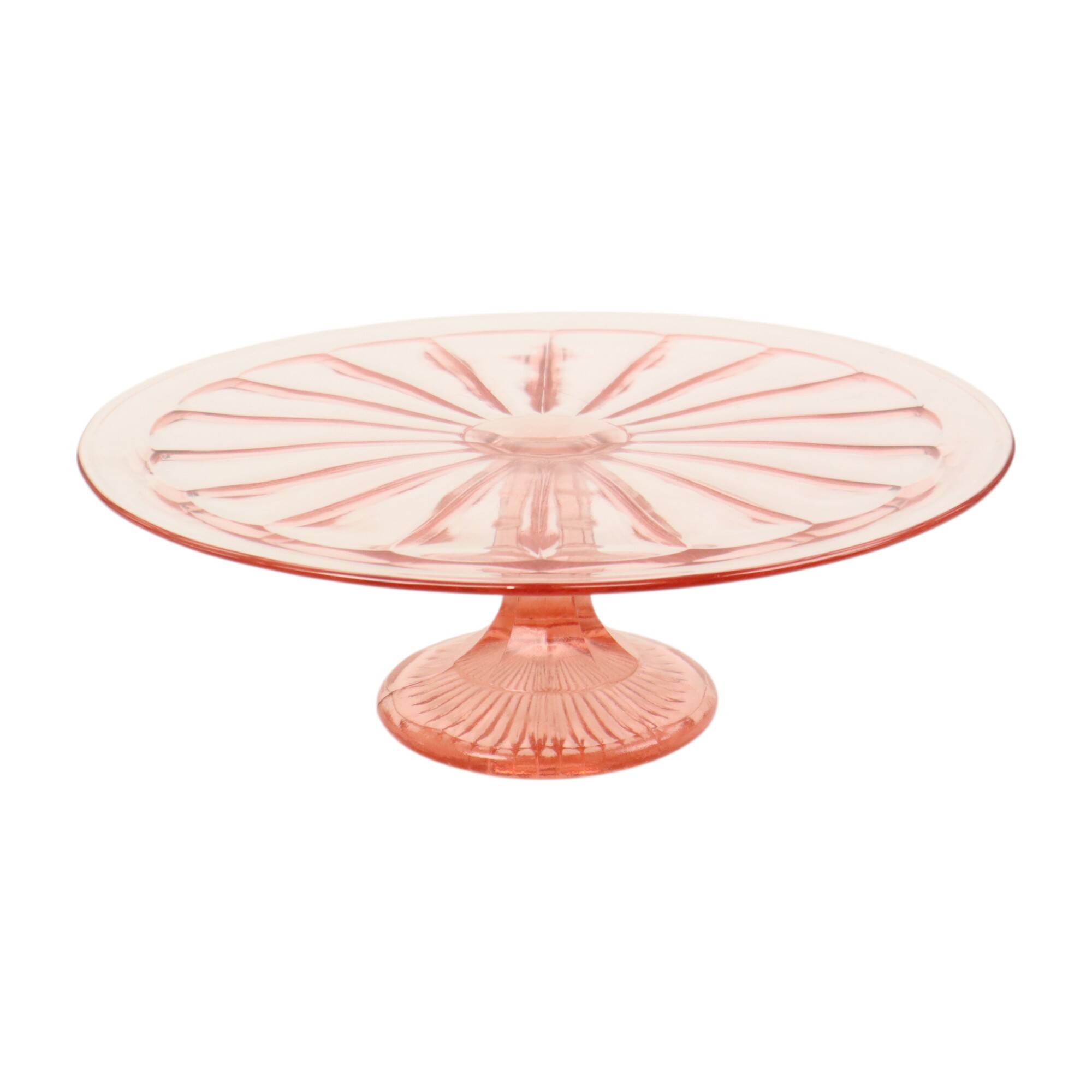 Art Deco Pink Cake Dish Rosaline Depression Glass Verrerie Scailmont