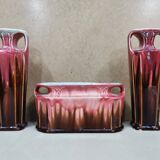 Pair of vases + art nouveau planter orchies slip fireplace trim