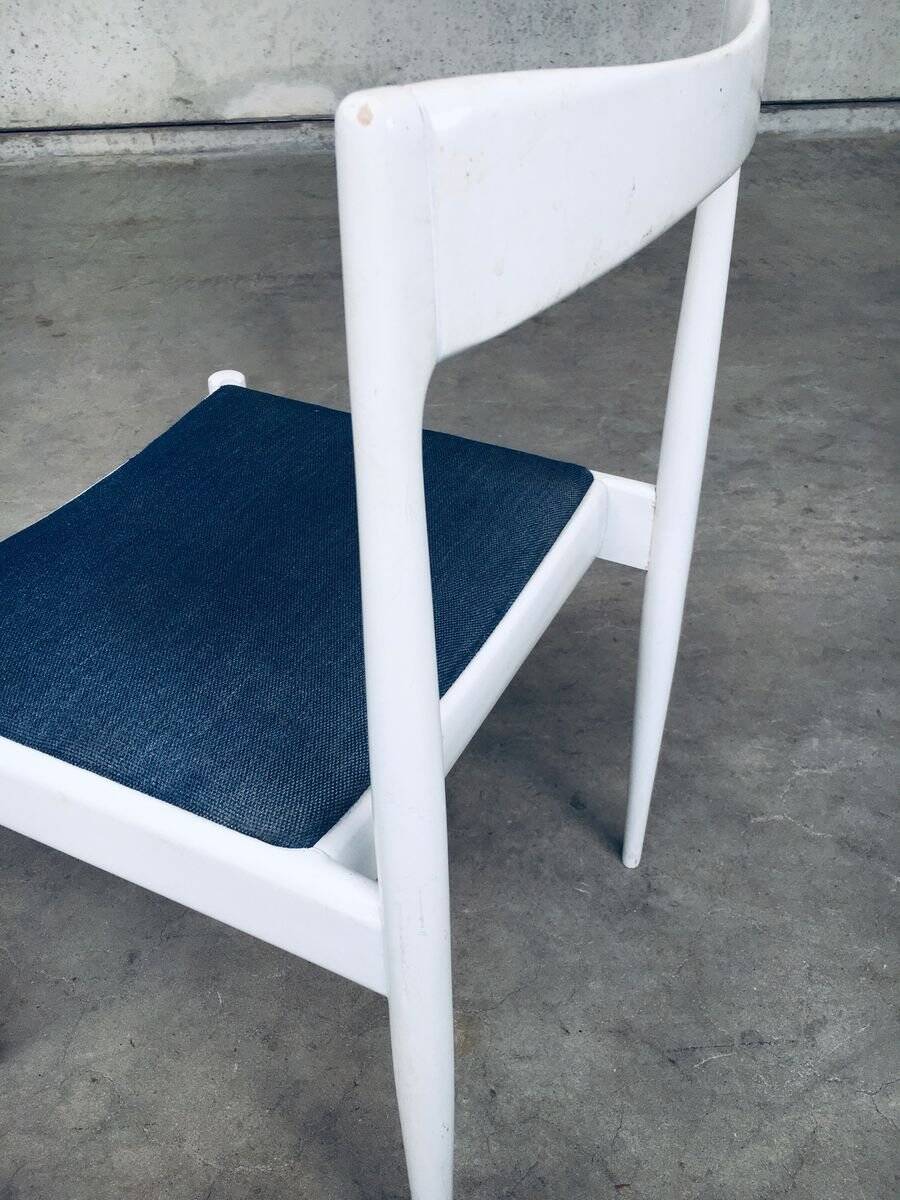 Belgian White Dining Chair, 1970s, Set of 9