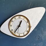 Vintage formica clock asymmetrical silent wall clock "Vedette transistor gray"