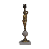 Ancient alabaster lamp and bronze cherub decoration