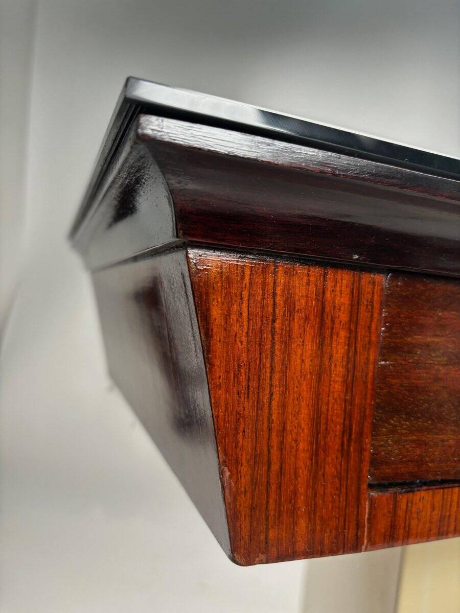 Mid-Century Italian Wood and Brass Console Table, 1950s