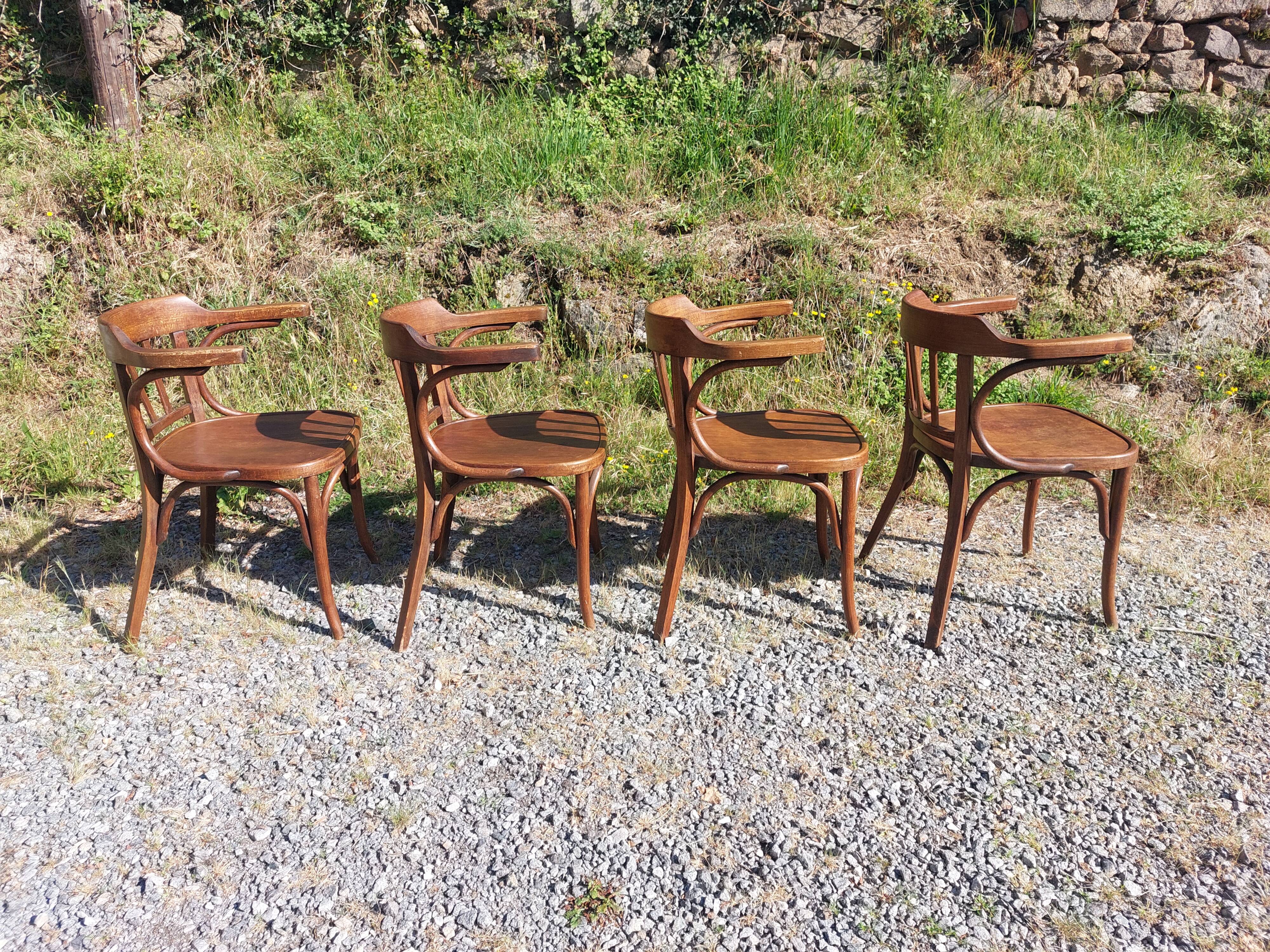 4 fauteuils Baumann en bois courbé