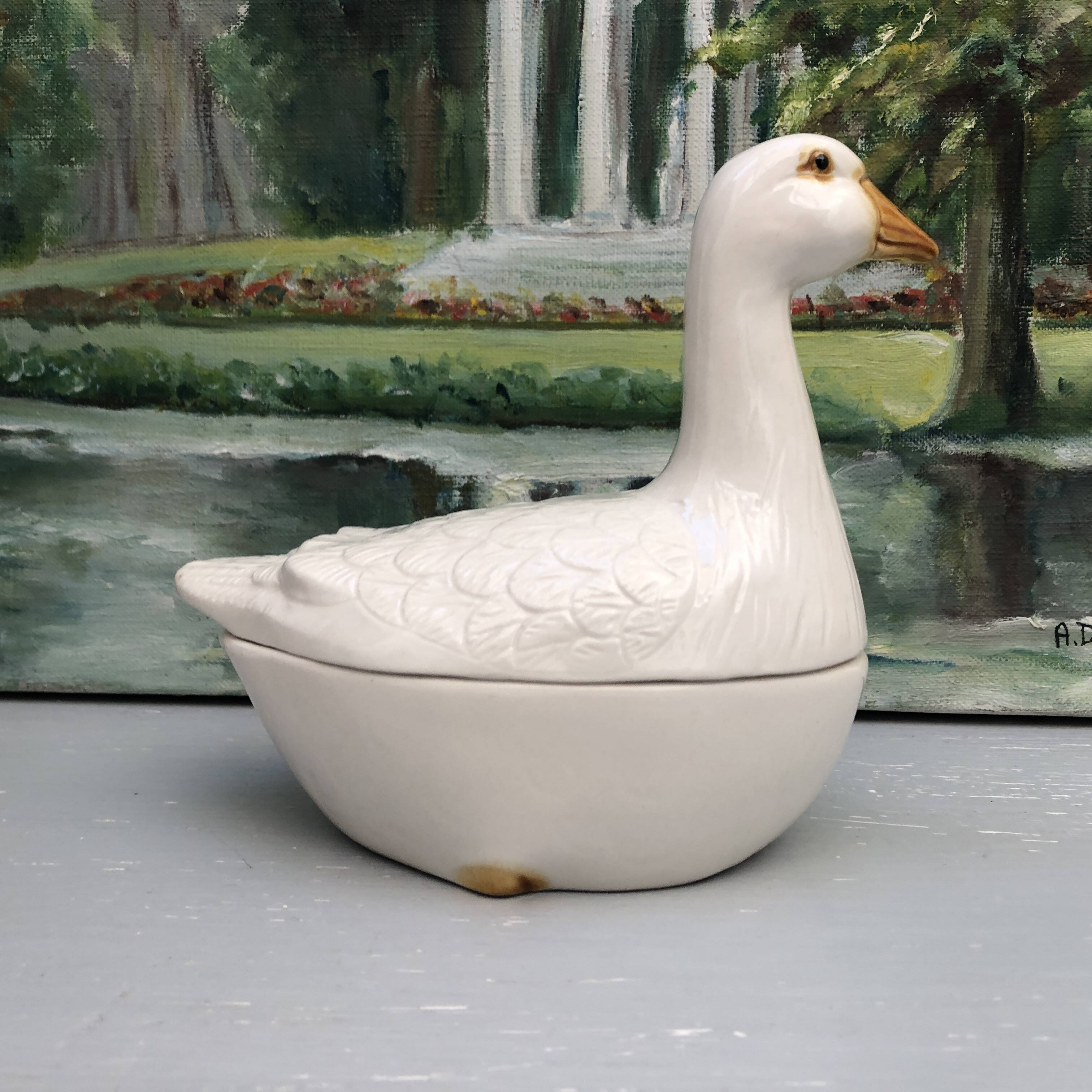 Vintage Earthenware Terrine Michel Caugant Goose France