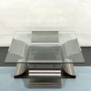 Coffee table in brushed steel 1970