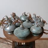 Verdigris Mid-Century Metal Hanging Pendants