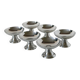 Set of 6 high stainless steel cups, wide base, Design, 1970 - 6 X 9 cm