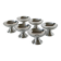 Set of 6 high stainless steel cups, wide base, Design, 1970 - 6 X 9 cm