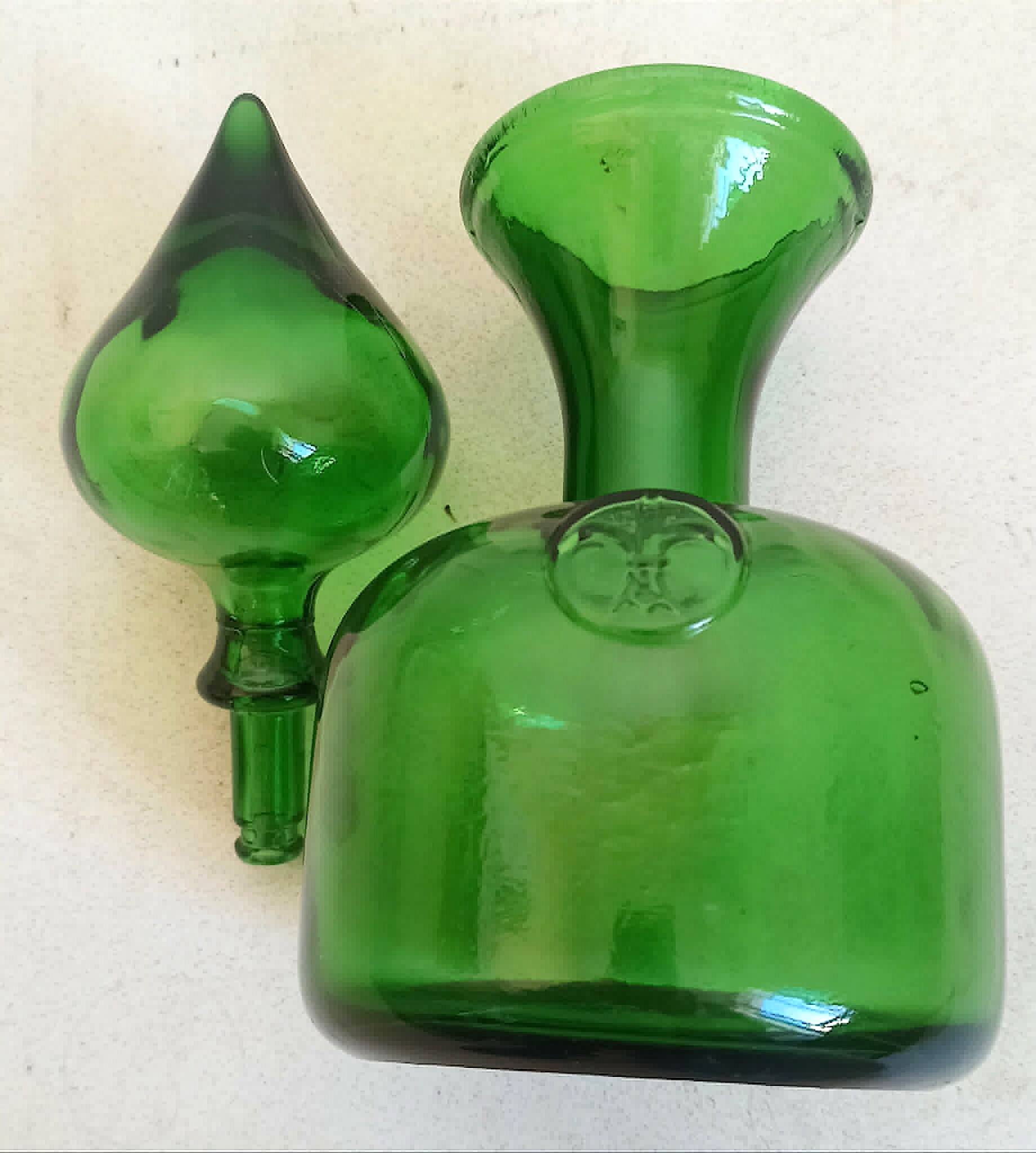 Carafe with stopper Empoli green 1970s Height 27 cm