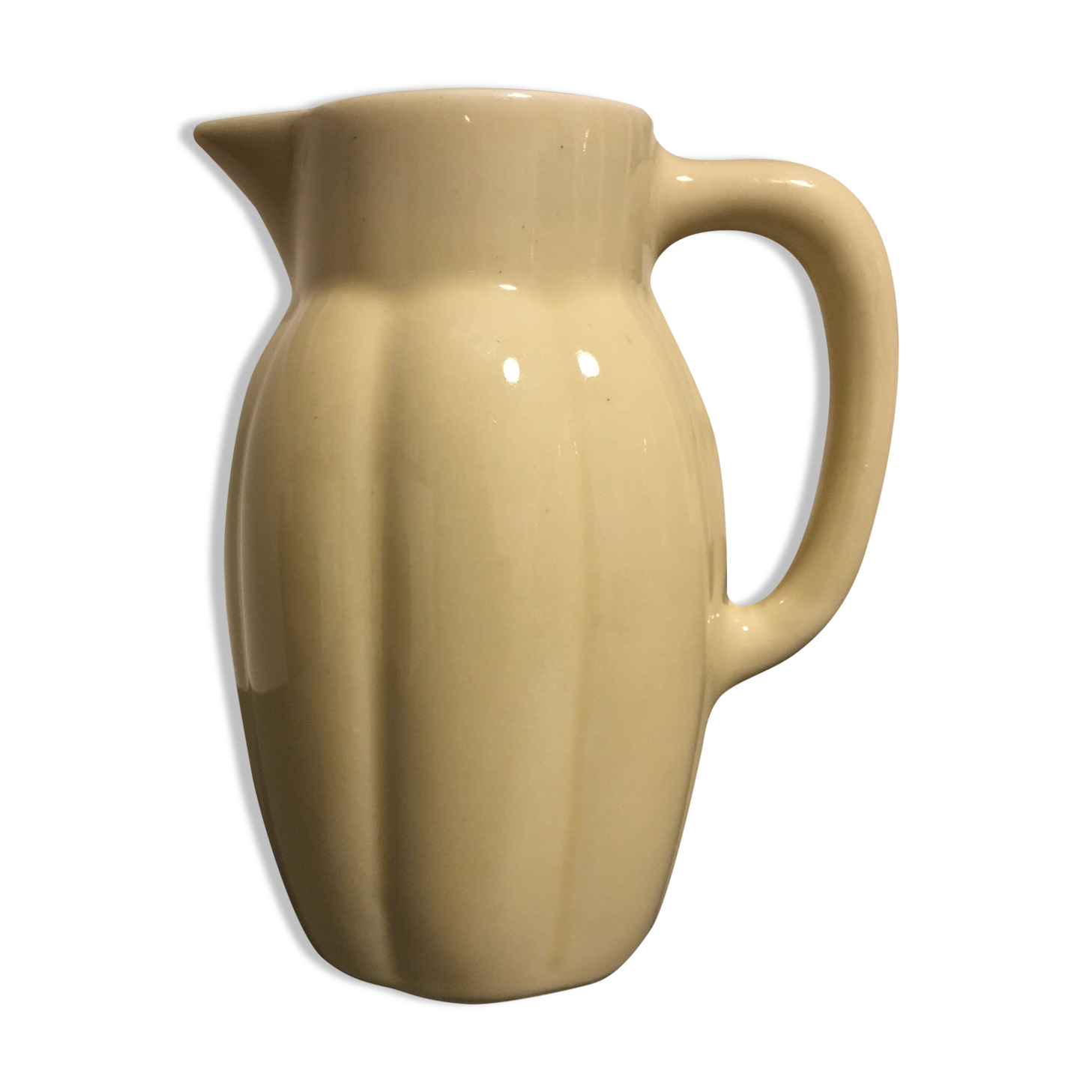 Cream color earthenware pitcher