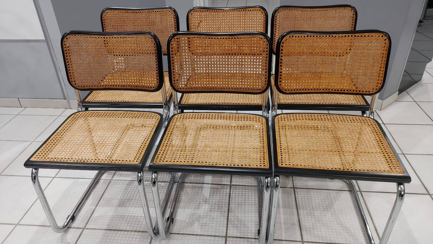 Suite de 6 chaises modèle Cesca B32 par Marcel Breuer vintage 1993