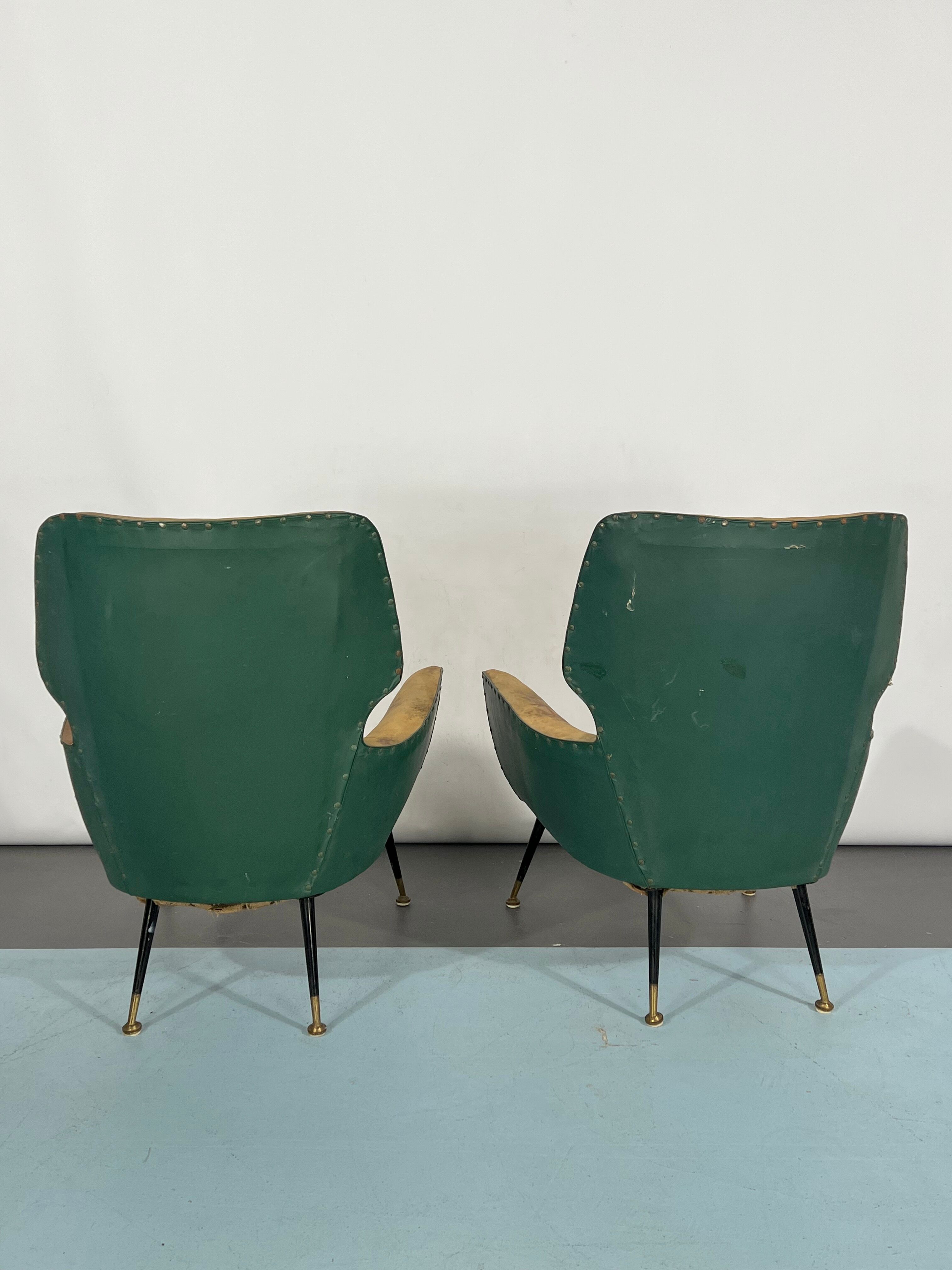 Mid-century modern set of two Italian armchairs from 50s