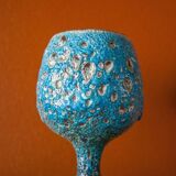 Fat Lava turquoise ceramic cup, blue crater ceramic vase, turquoise emaux, chalice, Cyclops