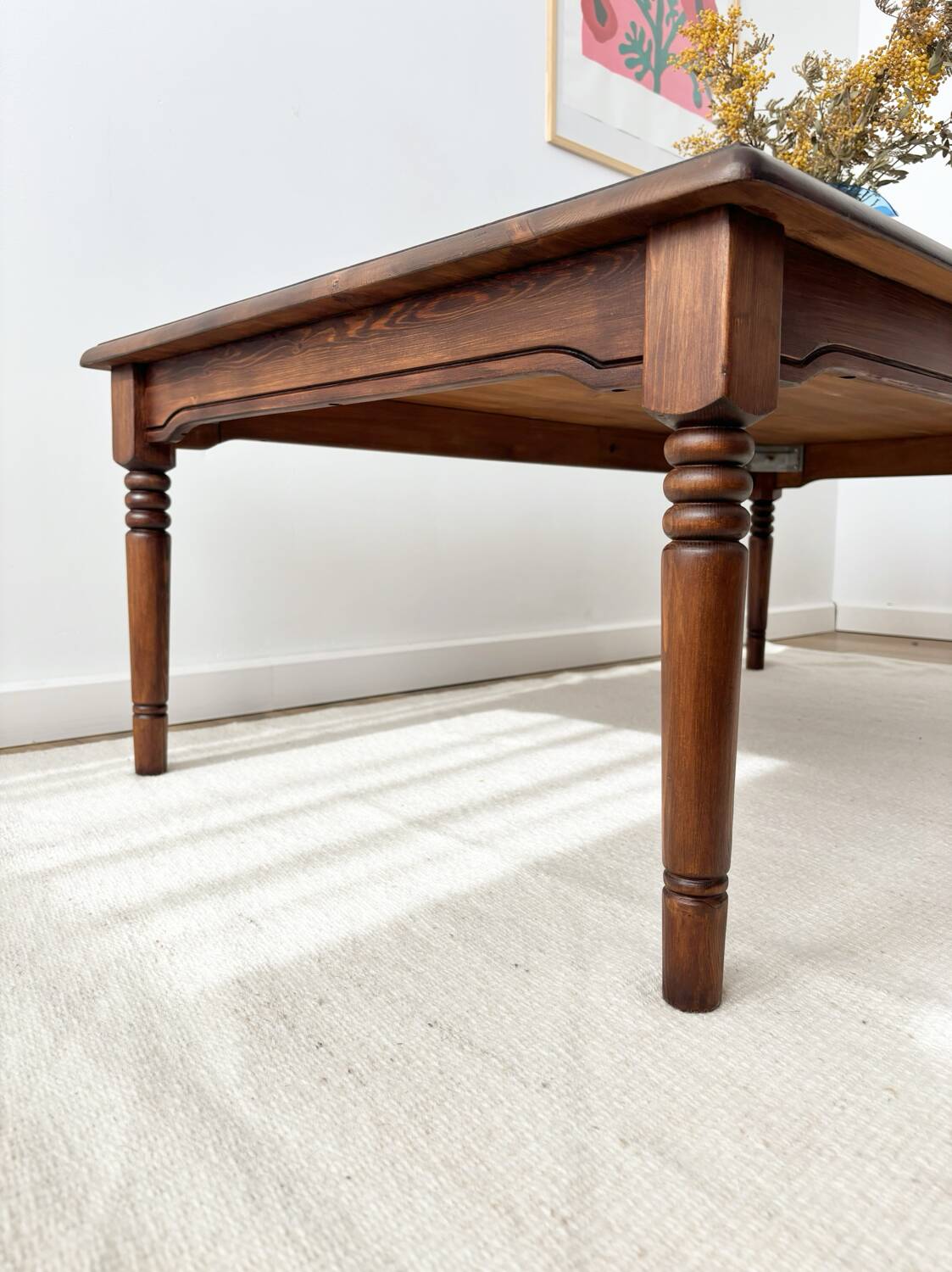 Large old farmhouse cottage style coffee table