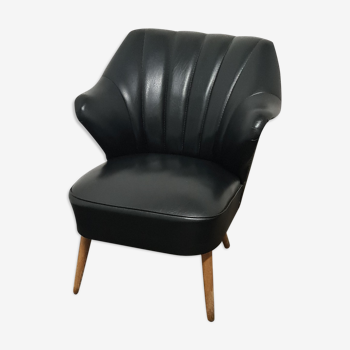 Chaise cocktail skai noir vintage