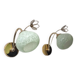 Appliques Verre de Clichy et fleur de nacre