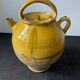 Cruche gargoulette chevrette en terre cuite jaune vernissé XIX eme siècle