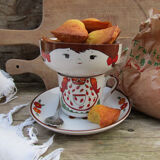 Bowl plate mug set little girl in vintage sandstone