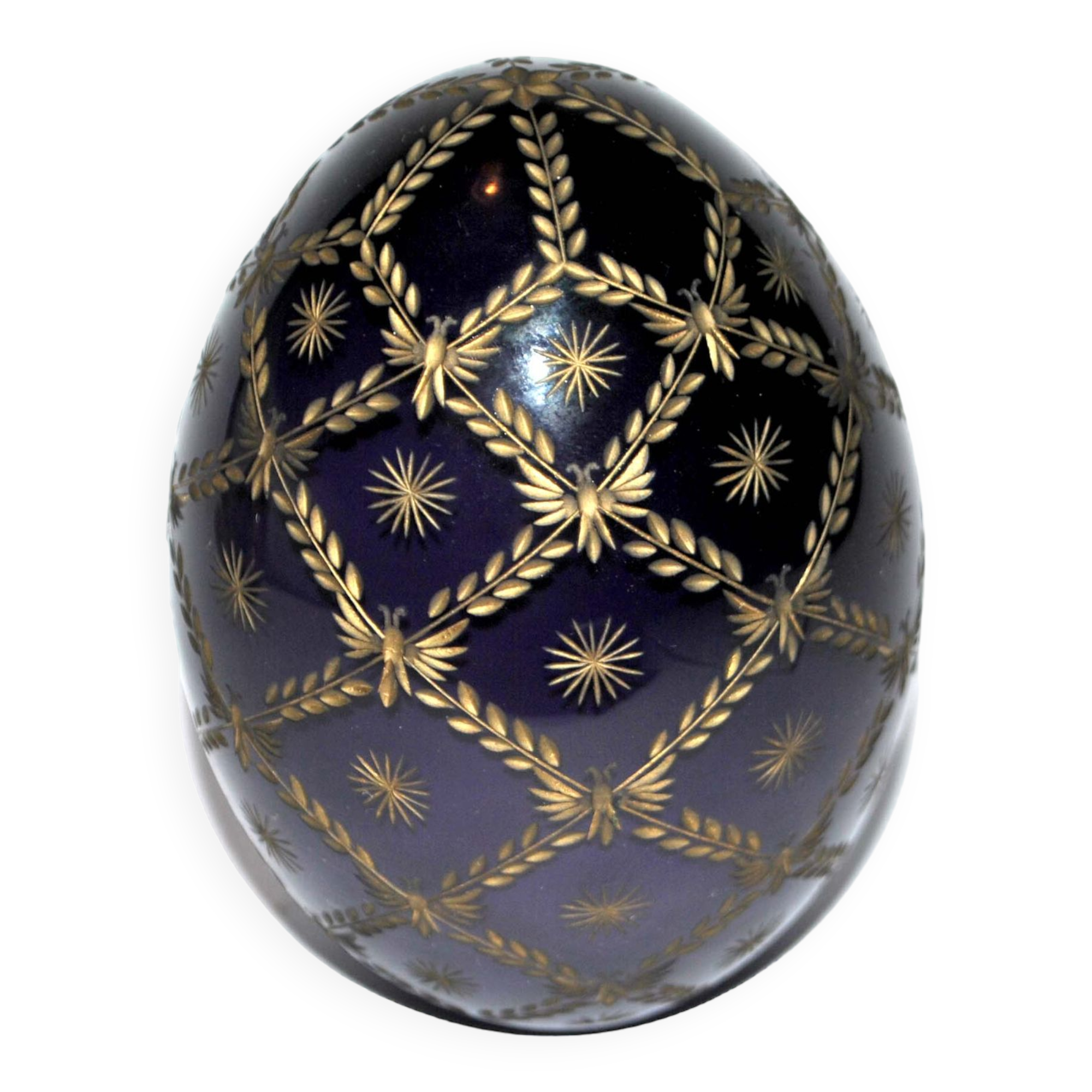 FABERGE Egg paperweight engraved purple gold signed by Fabergé numbered