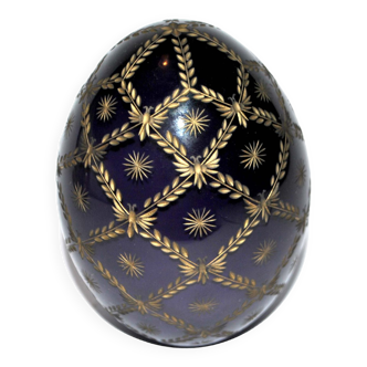 Faberge presse-papier oeuf en cristal gravé violet doré signé par fabergé numéroté