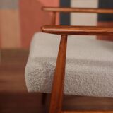 Armchair and ottoman in boucle fabric by H. Lis