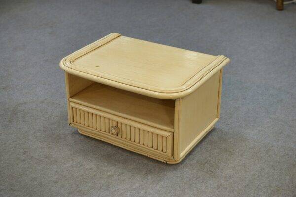 Small white bedside table Maugrion "Le rattin prestige" 1970s