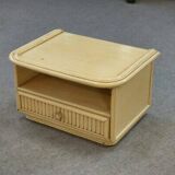 Small white bedside table Maugrion "Le rattin prestige" 1970s