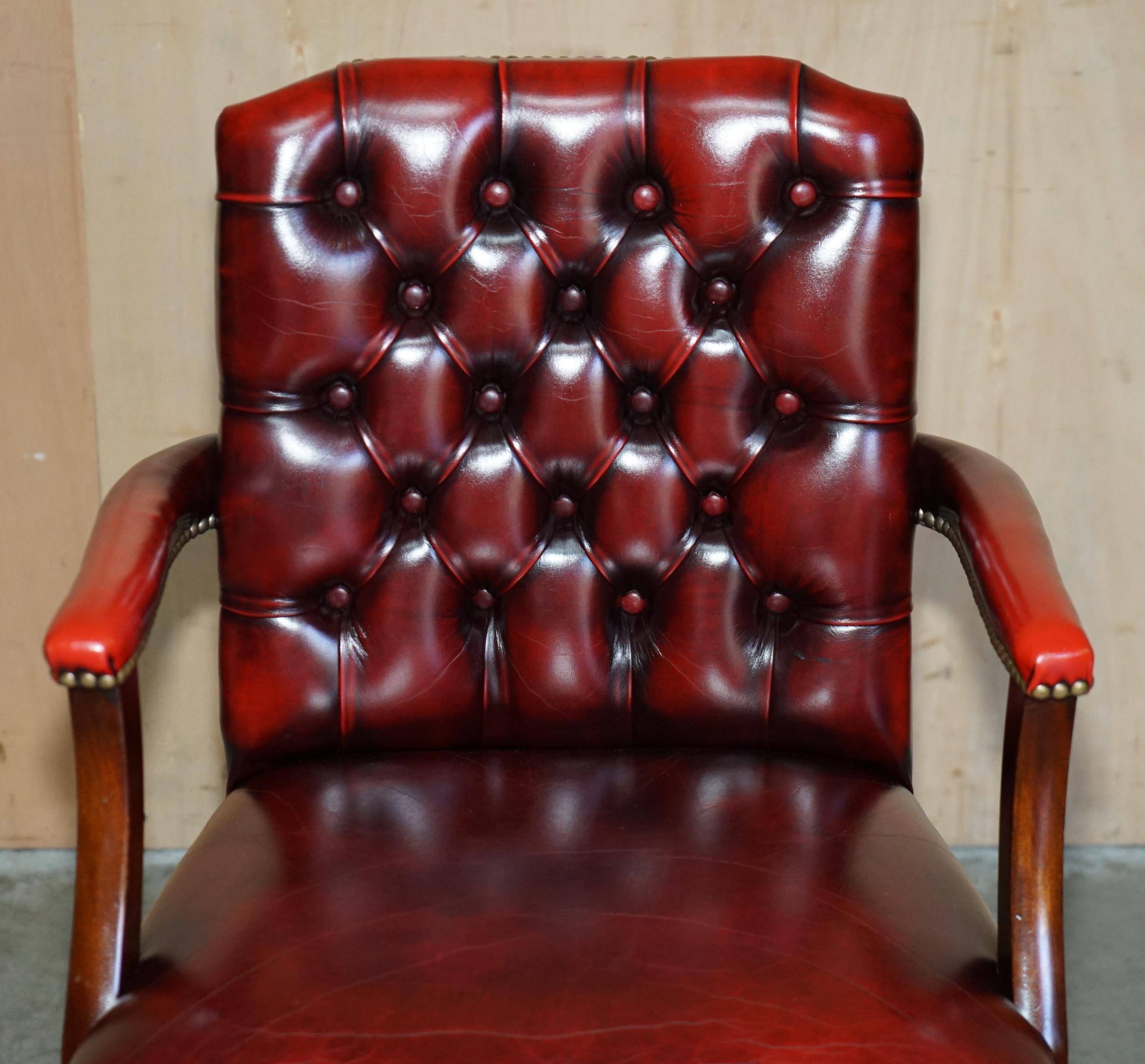 Vintage Gainsborough Chesterfield leather armchairs