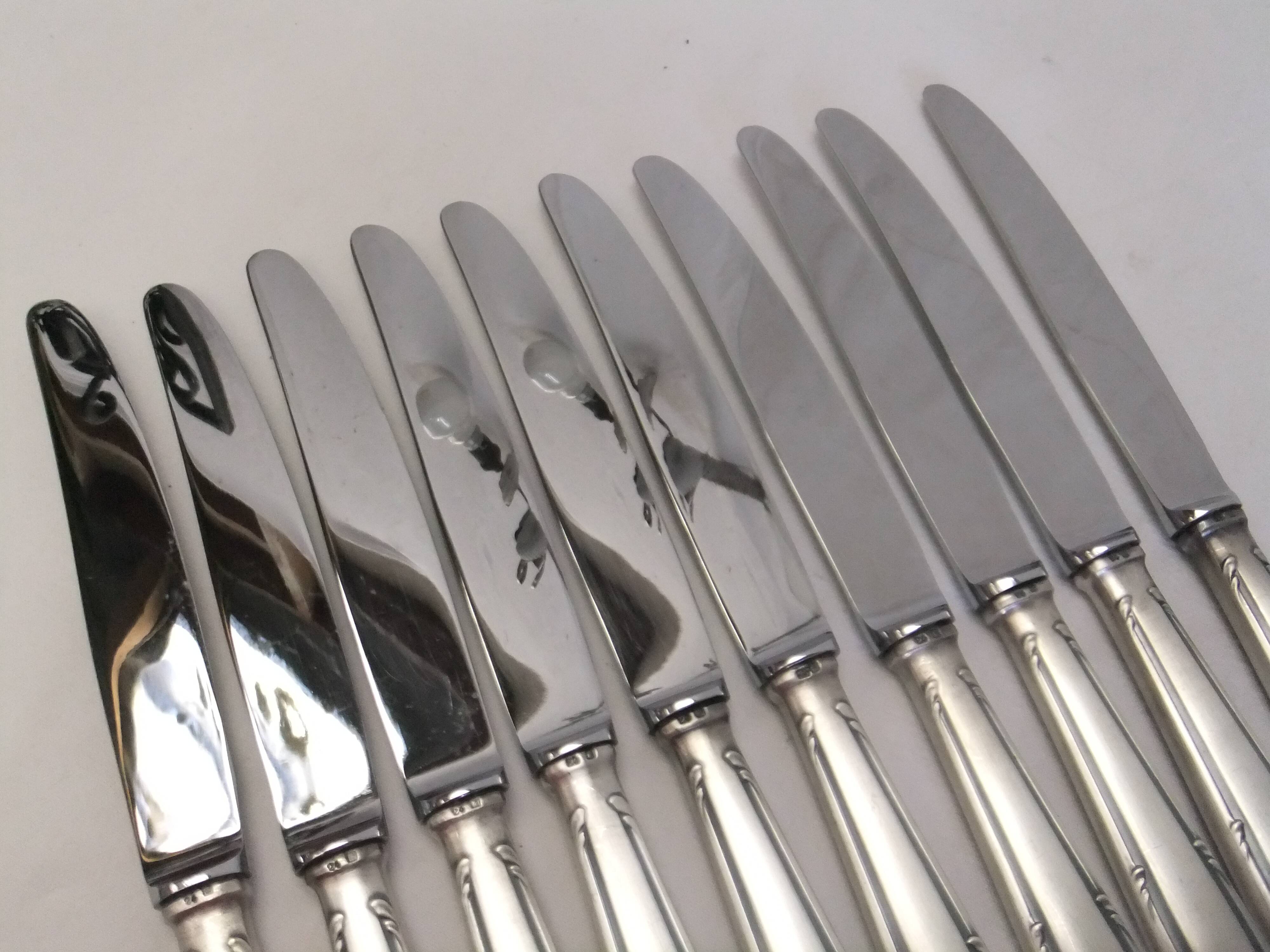 Reneka silver metal knives stainless steel blade filet service cutlery