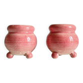 Paire de BOUGEOIRS CERAMIQUE Rose
